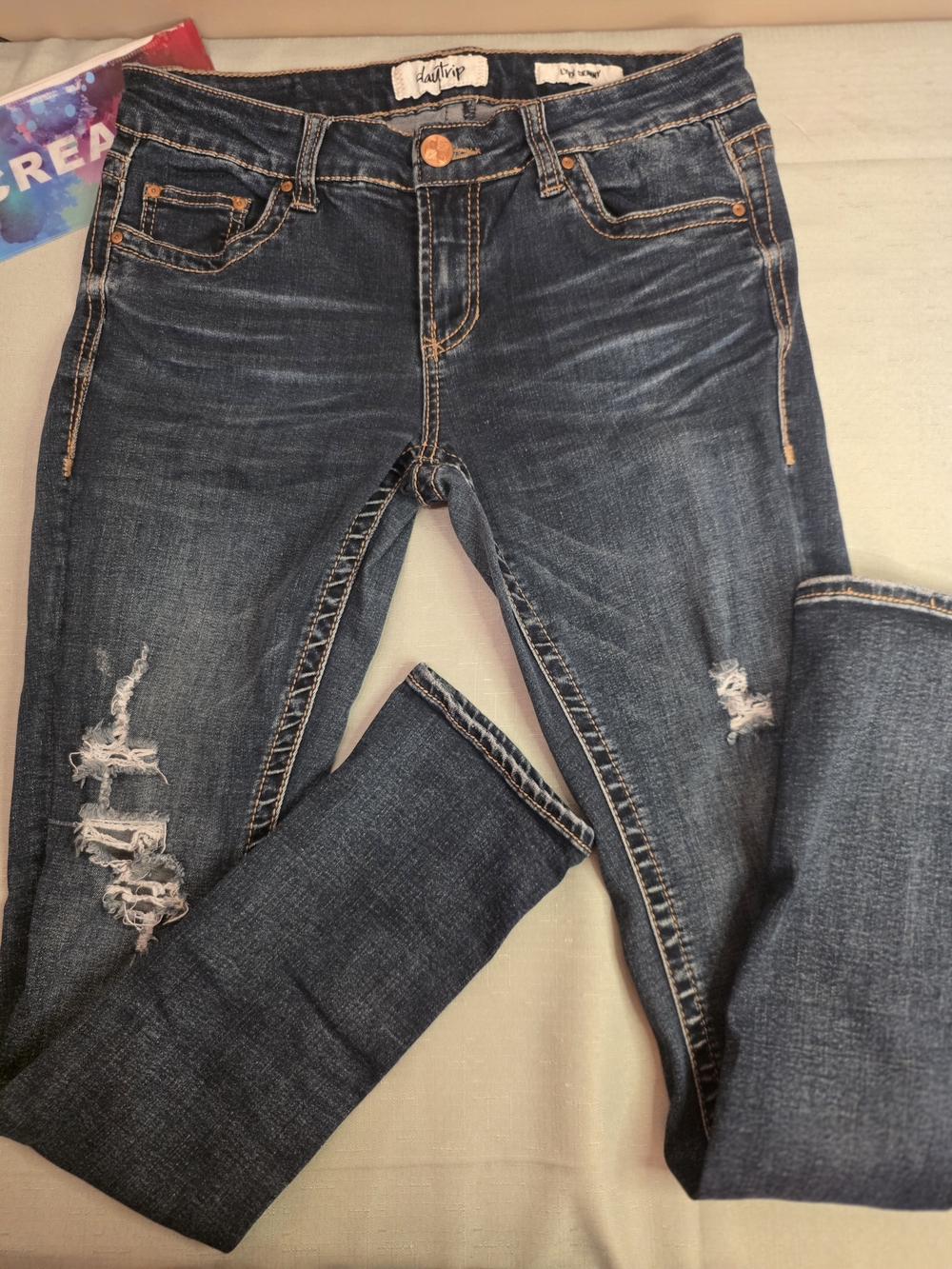 Daytrip Dark Blue Distressed Skinny Jeans 30R